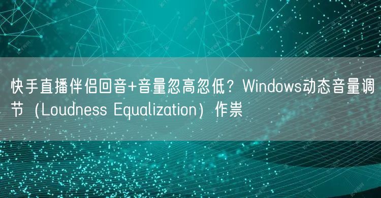 快手直播伴侣回音