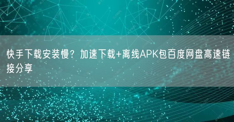 快手下载安装慢？